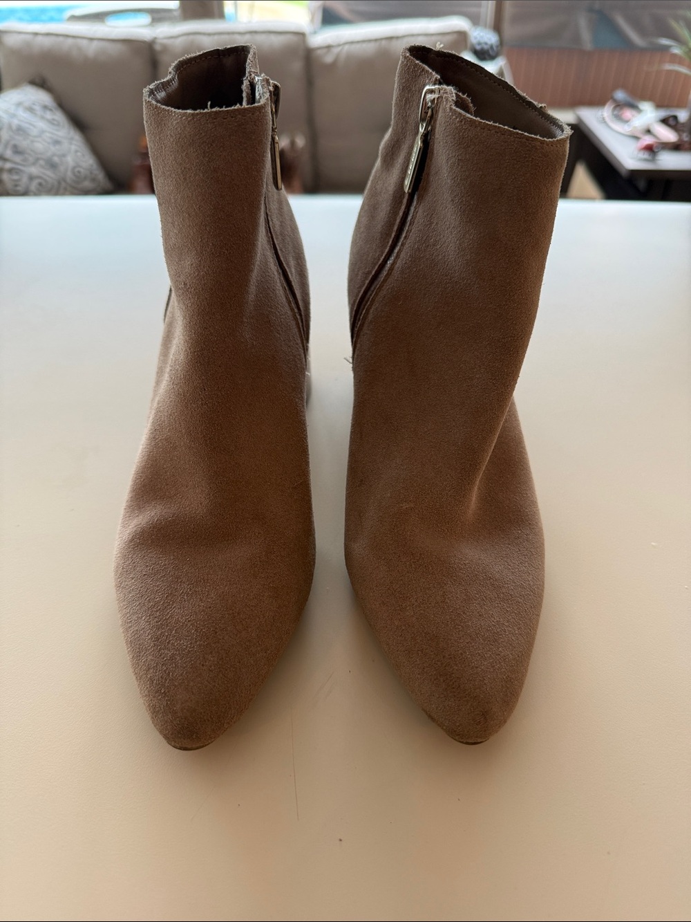 Blondo Brown Suede Pointed Toe Ankle Booties